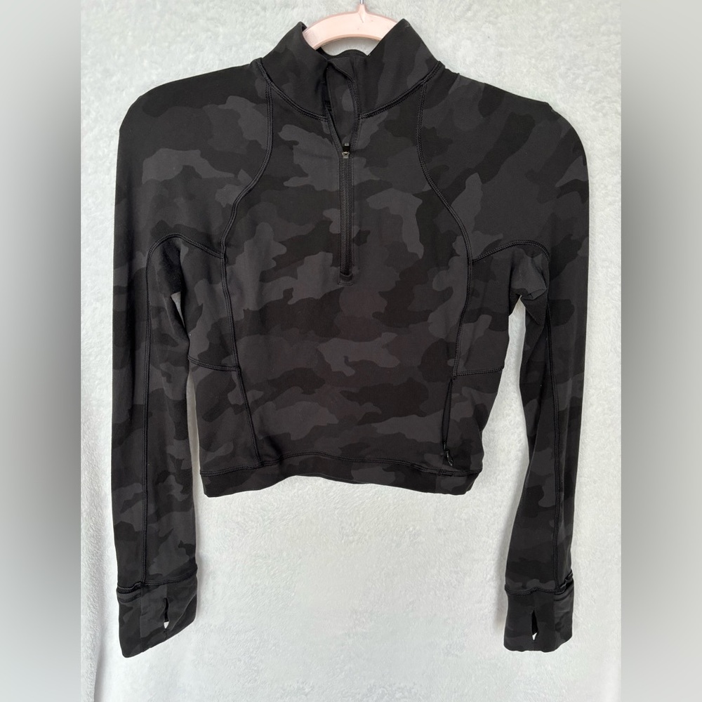Lululemon Its Rulu Run Cropped Half-Zip Heritage 365 Camp Deep Coal Multi